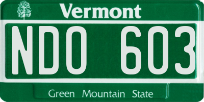 VT license plate NDO603