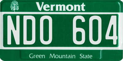 VT license plate NDO604