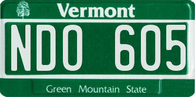 VT license plate NDO605