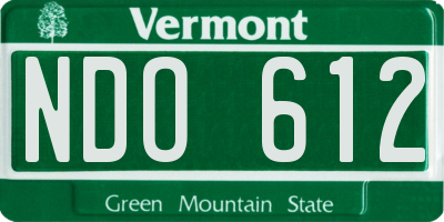 VT license plate NDO612