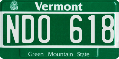 VT license plate NDO618