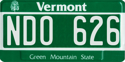 VT license plate NDO626