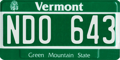 VT license plate NDO643