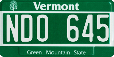 VT license plate NDO645