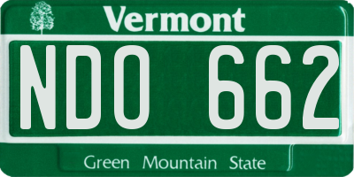 VT license plate NDO662