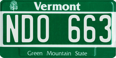 VT license plate NDO663