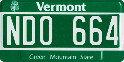 VT license plate NDO664