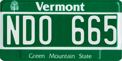 VT license plate NDO665