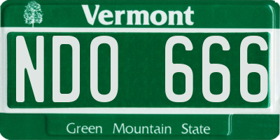 VT license plate NDO666