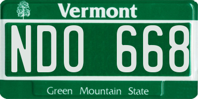 VT license plate NDO668