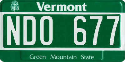 VT license plate NDO677