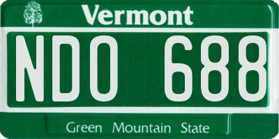 VT license plate NDO688
