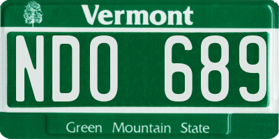 VT license plate NDO689