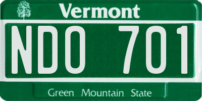 VT license plate NDO701