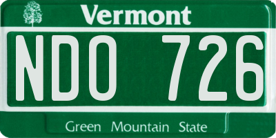 VT license plate NDO726