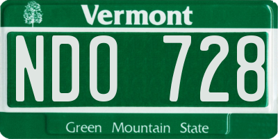 VT license plate NDO728