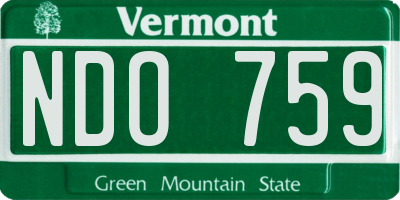 VT license plate NDO759
