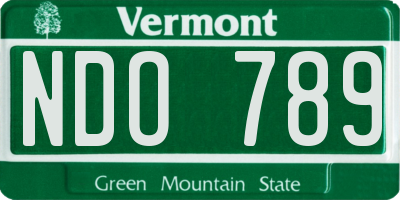 VT license plate NDO789