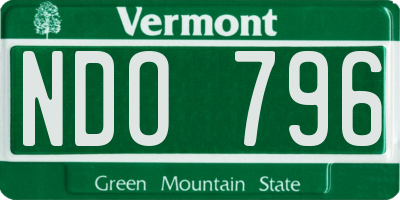 VT license plate NDO796