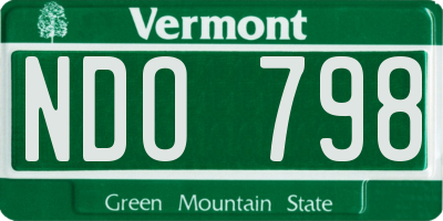 VT license plate NDO798
