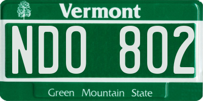 VT license plate NDO802