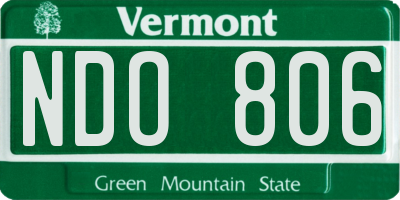 VT license plate NDO806