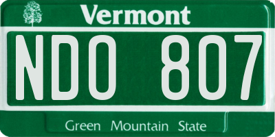VT license plate NDO807