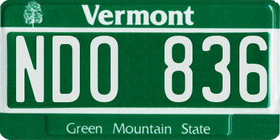 VT license plate NDO836