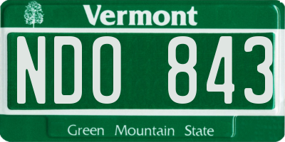 VT license plate NDO843