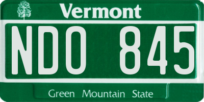 VT license plate NDO845