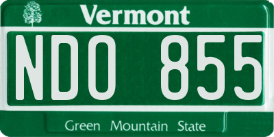 VT license plate NDO855