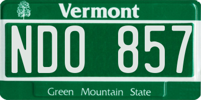 VT license plate NDO857