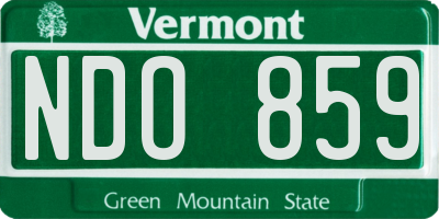 VT license plate NDO859