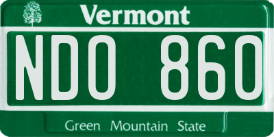 VT license plate NDO860