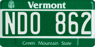 VT license plate NDO862