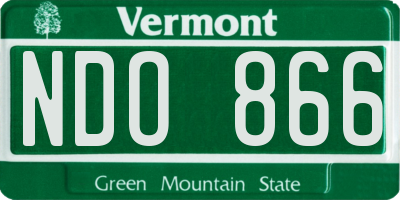 VT license plate NDO866