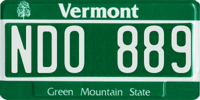 VT license plate NDO889