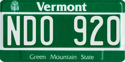 VT license plate NDO920