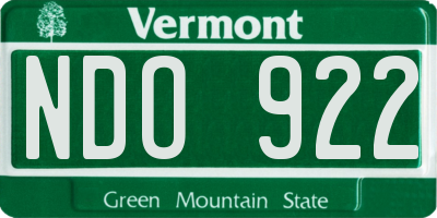 VT license plate NDO922