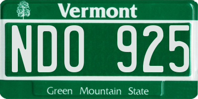 VT license plate NDO925