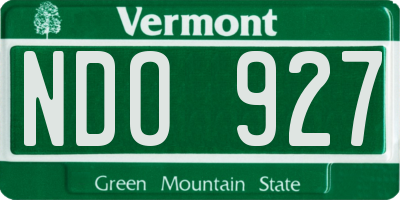 VT license plate NDO927