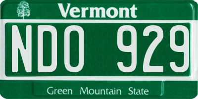 VT license plate NDO929