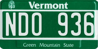 VT license plate NDO936