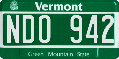 VT license plate NDO942