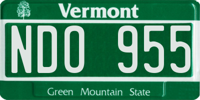 VT license plate NDO955
