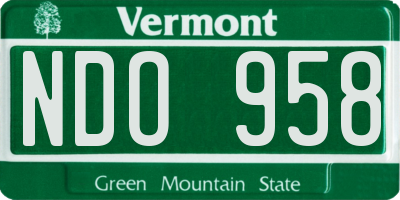 VT license plate NDO958