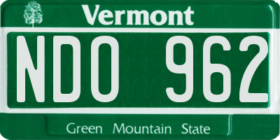VT license plate NDO962