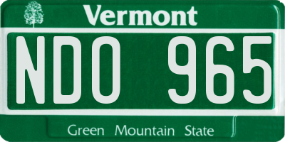 VT license plate NDO965