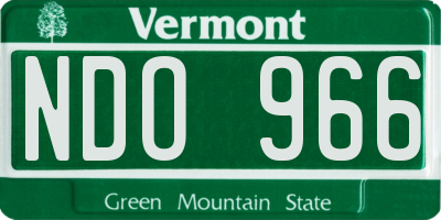 VT license plate NDO966