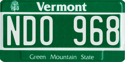 VT license plate NDO968